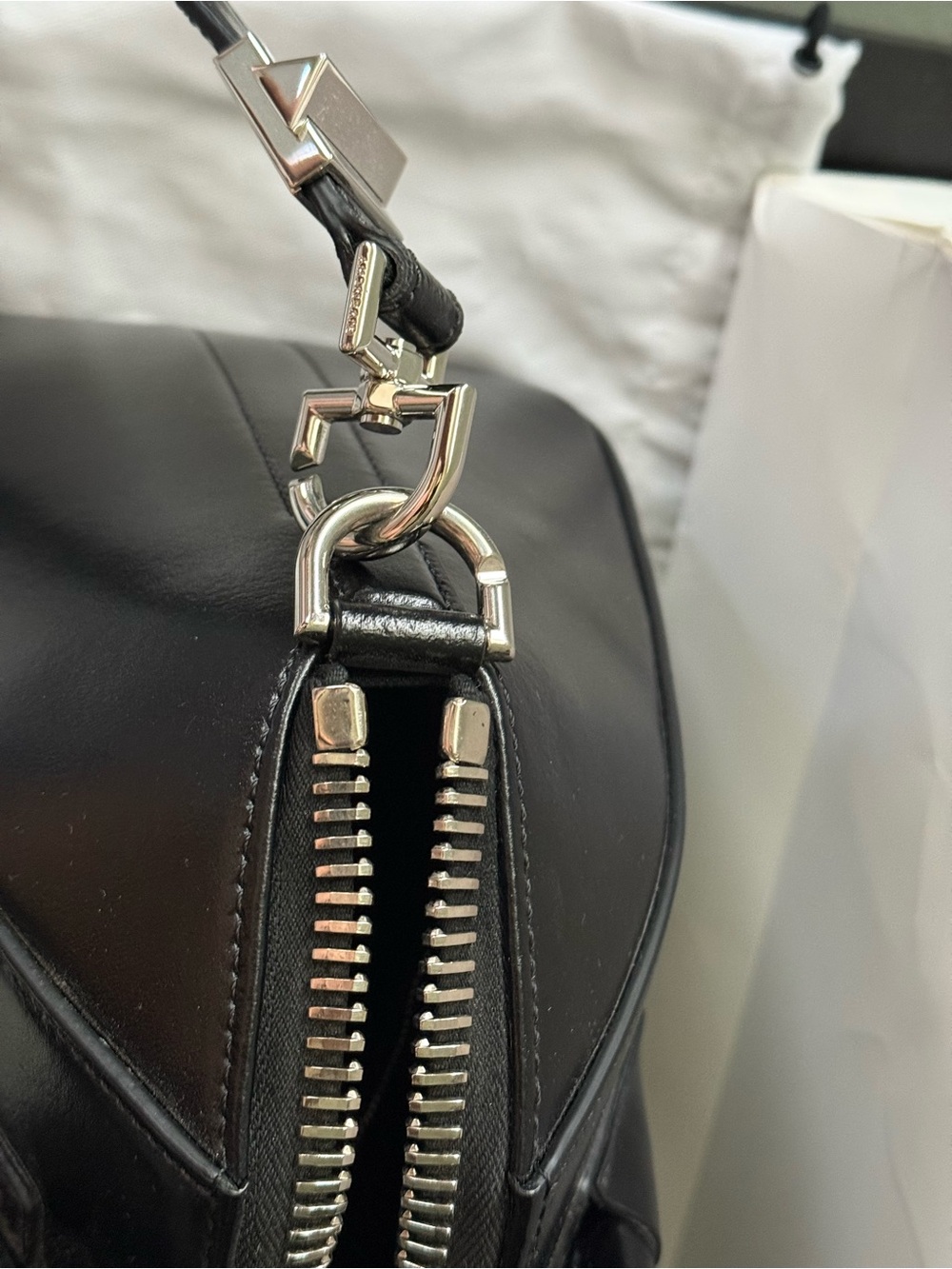 Givenchy Black Leather Satchel with Detachable Strap - Picture 9 of 12